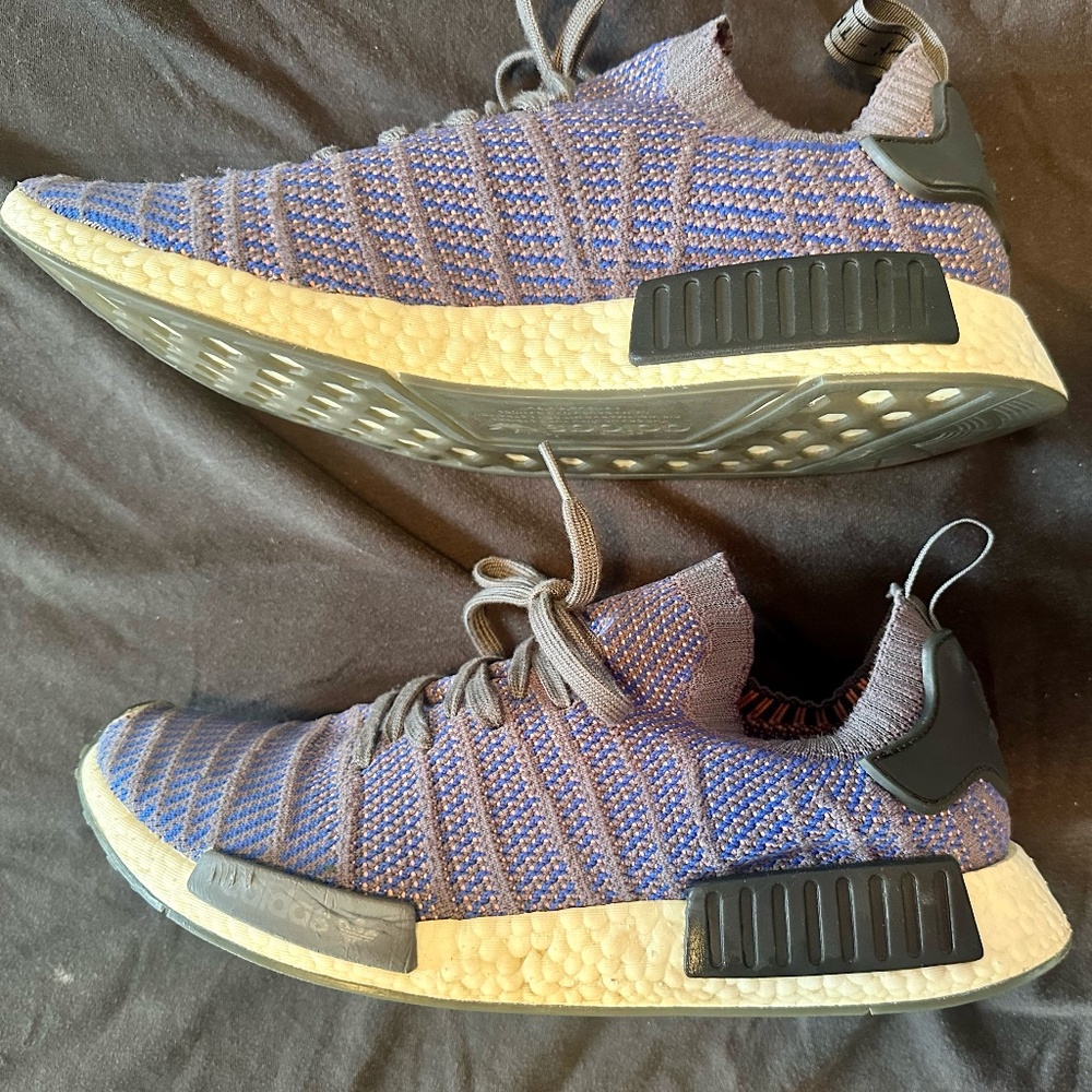 Adidas NMD_R1 STLT Primeknit, Hi-Res Blue" colorway. Mens size 13.